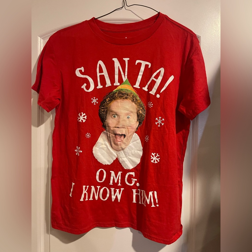Festive Red Elf Graphic Tee - Short Sleeve